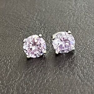 Sterling silver lavender CZ stud earrings 7mm